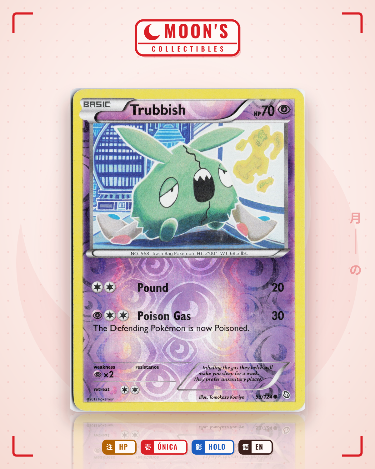 Carta Pokémon Trubbish · Dragons Exalted #53/124 (HP) — pieza única en Moon's Collectibles México