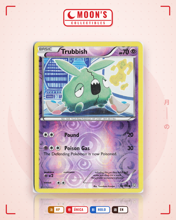Carta Pokémon Trubbish · Dragons Exalted #53/124 (HP) — pieza única en Moon's Collectibles México