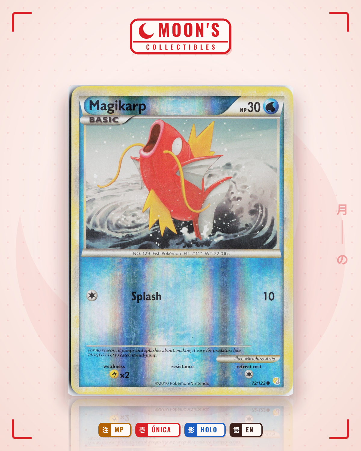 Carta Pokémon Magikarp · HeartGold & SoulSilver #72/123 (MP) — pieza única en Moon's Collectibles México