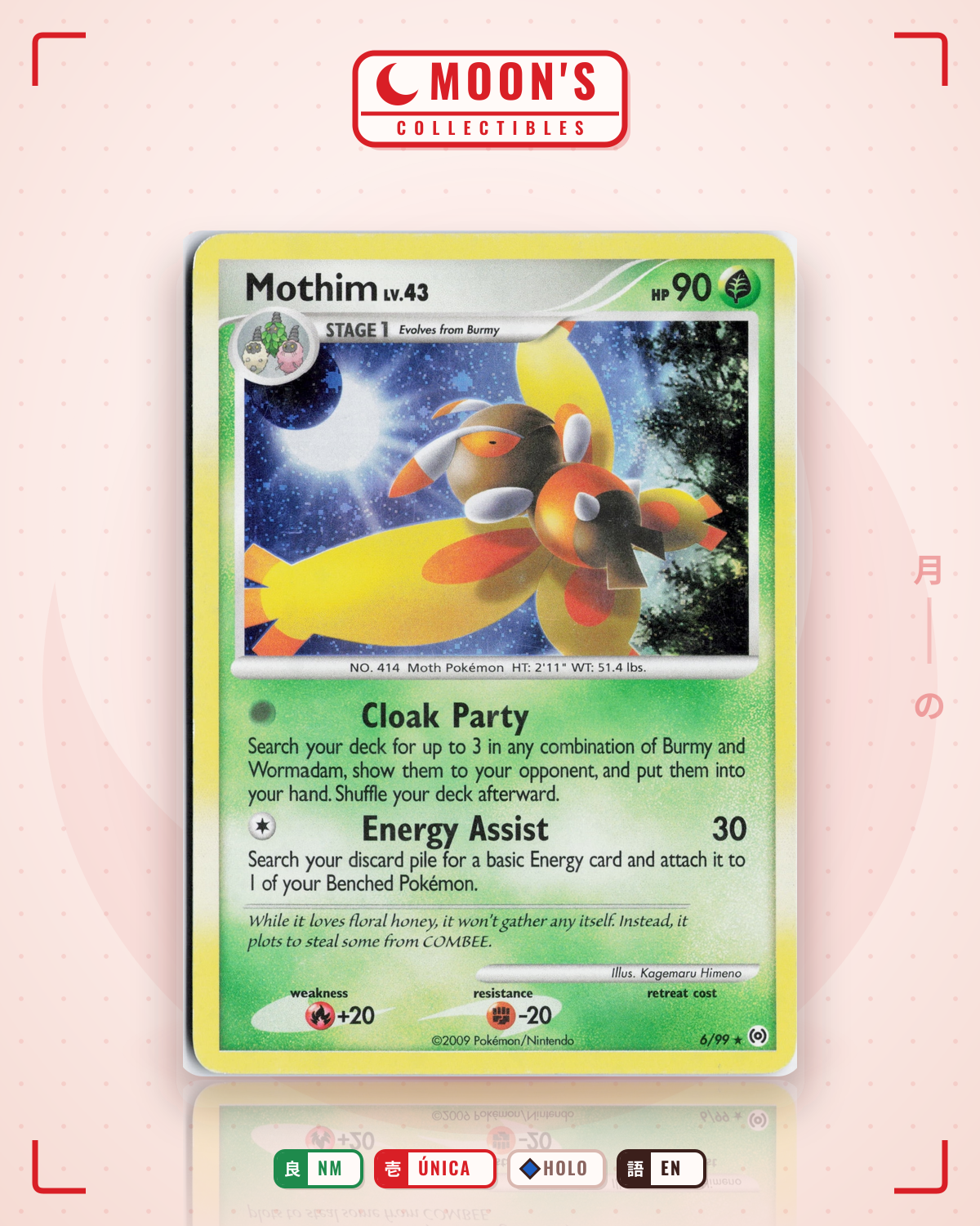 Carta Pokémon Mothim · Arceus #6/99 (NM) — pieza única en Moon's Collectibles México
