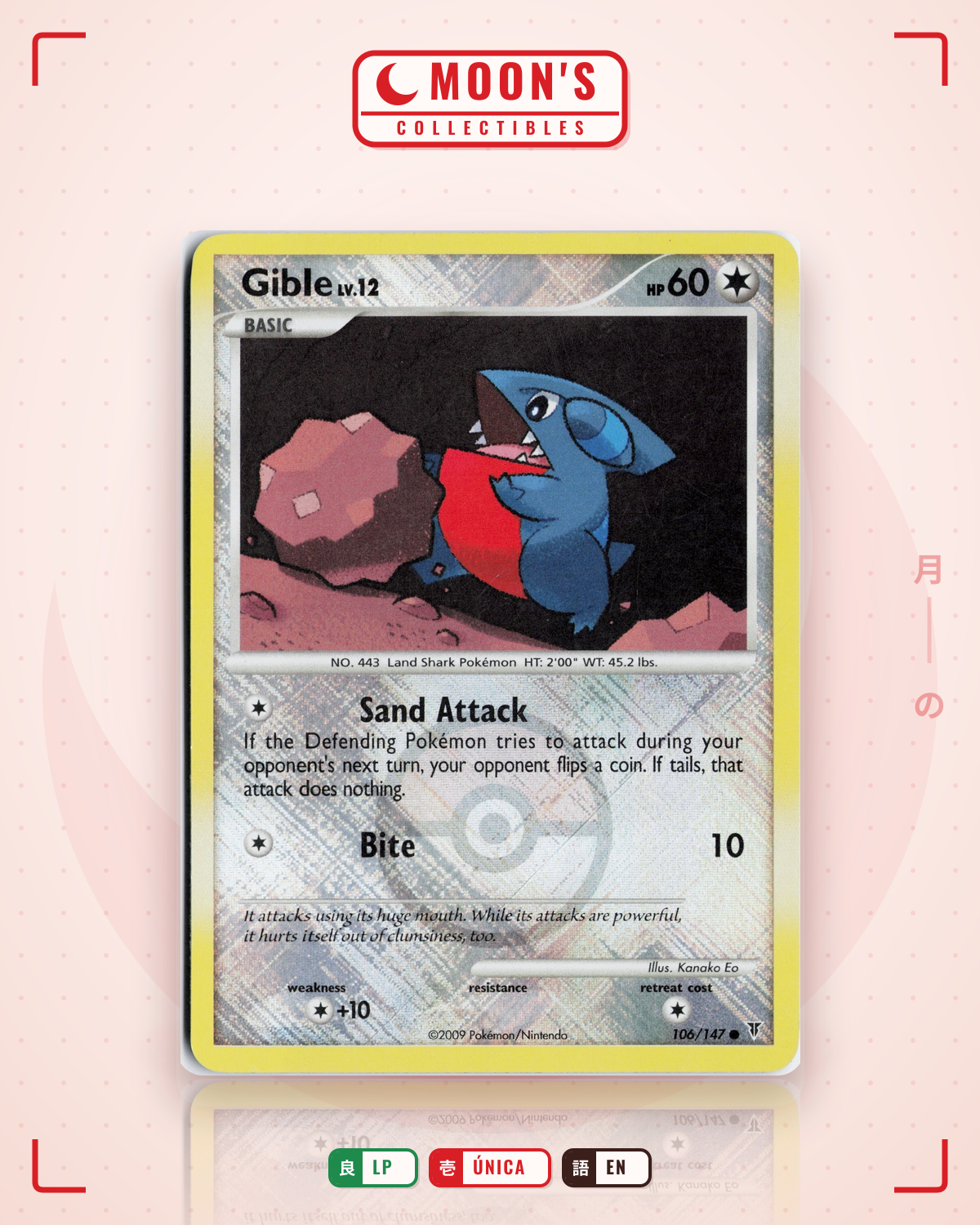 Carta Pokémon Gible · Supreme Victors #106/147 (LP) — pieza única en Moon's Collectibles México
