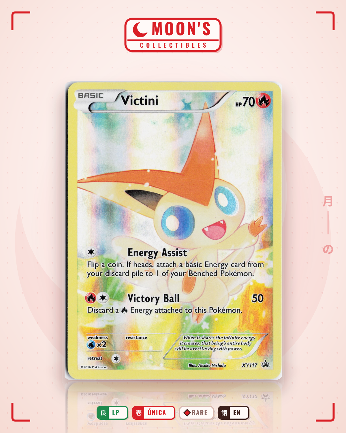 Carta Pokémon Victini · XY Black Star Promos #XY117 (LP) — pieza única en Moon's Collectibles México