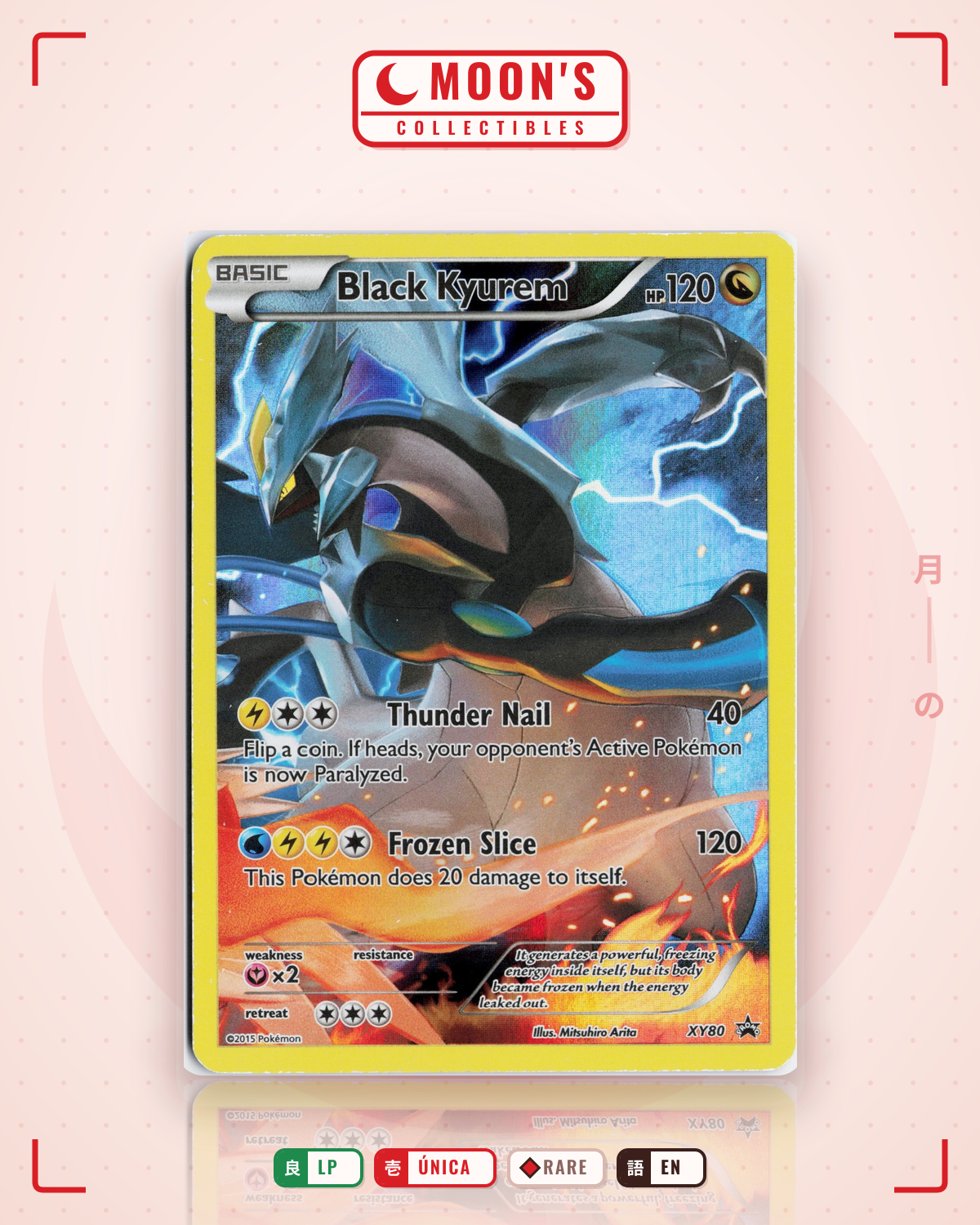 Carta Pokémon Black Kyurem · XY Black Star Promos #XY80 (LP) — pieza única en Moon's Collectibles México