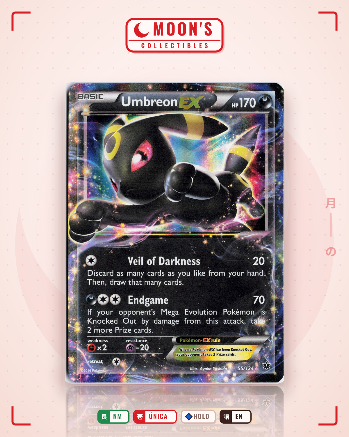Carta Pokémon Umbreon-EX · Fates Collide #55/124 (NM) — pieza única en Moon's Collectibles México