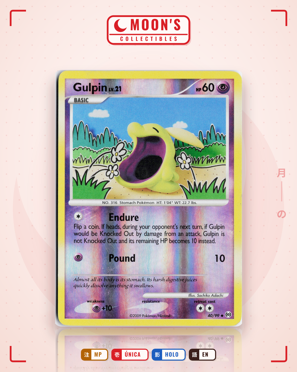 Carta Pokémon Gulpin · Arceus #40/99 (MP) — pieza única en Moon's Collectibles México