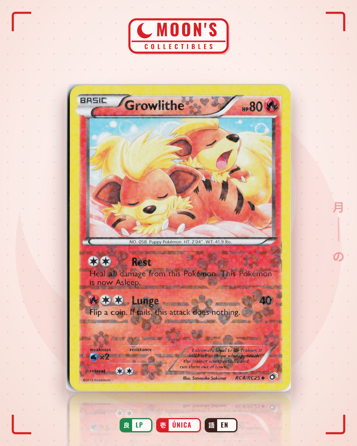 Carta Pokémon Growlithe · Legendary Treasures #RC4/RC25 (LP) — pieza única en Moon's Collectibles México