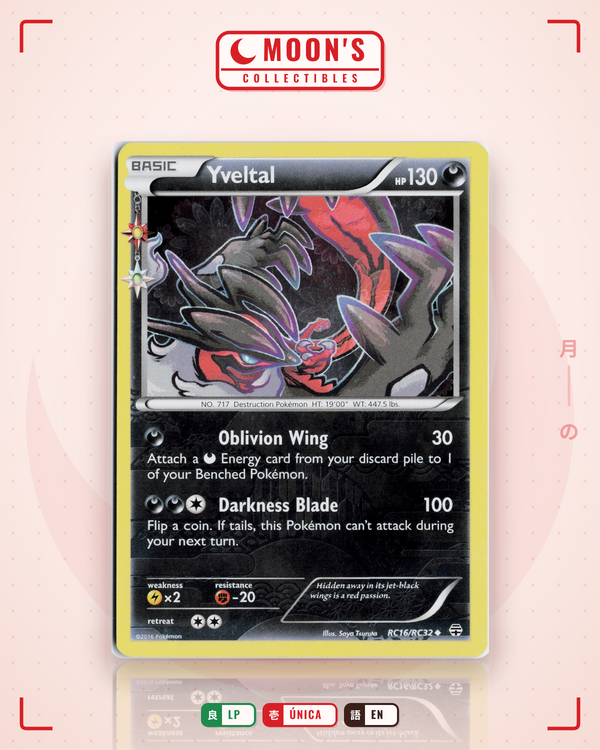 Carta Pokémon Yveltal · Generations #RC16/RC32 (LP) — pieza única en Moon's Collectibles México
