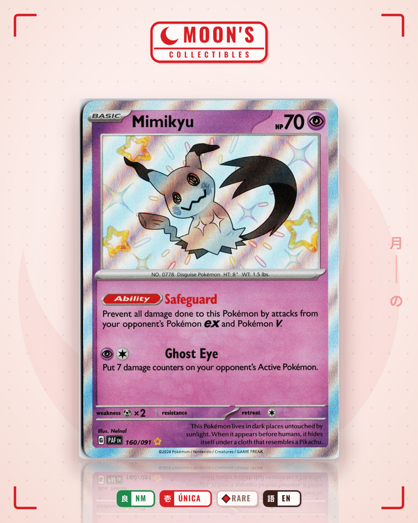 Carta Pokémon Mimikyu · Paldean Fates #160/091 (NM) — pieza única en Moon's Collectibles México