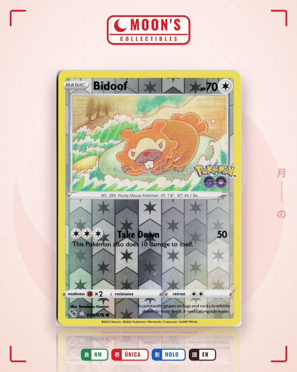 Carta Pokémon Bidoof · Pokémon GO #059/078 (NM) — pieza única en Moon's Collectibles México