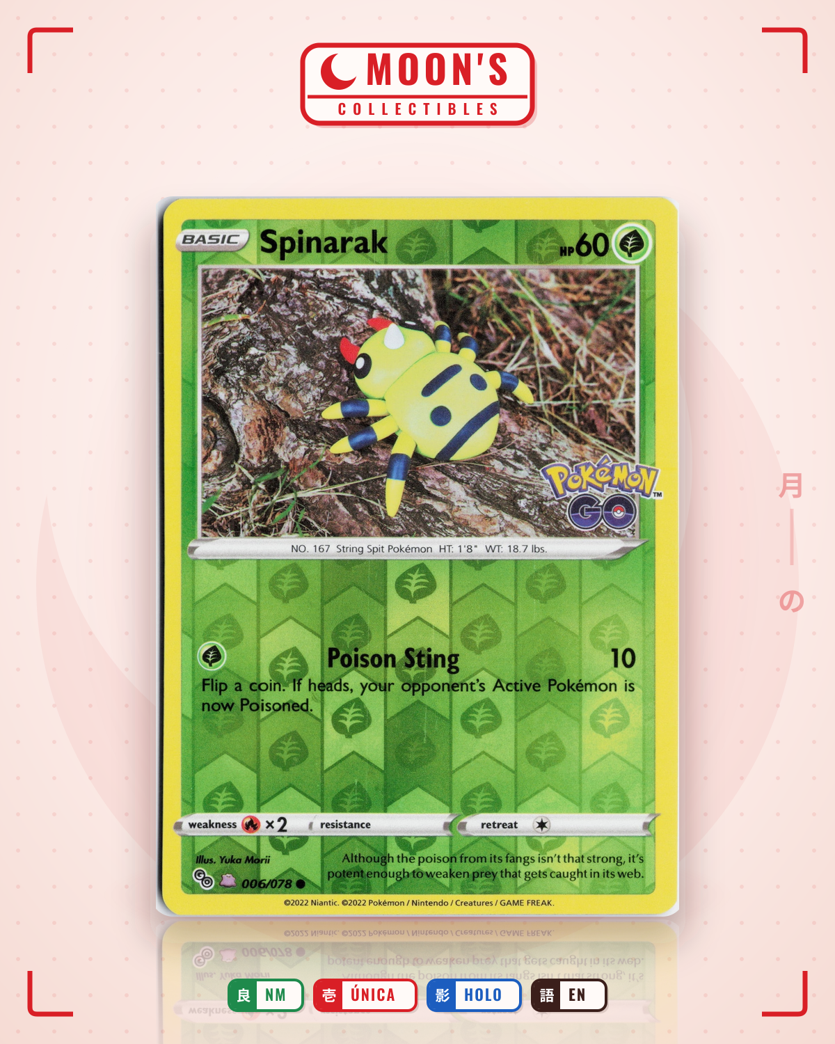 Carta Pokémon Spinarak · Pokémon GO #006/078 (NM) — pieza única en Moon's Collectibles México