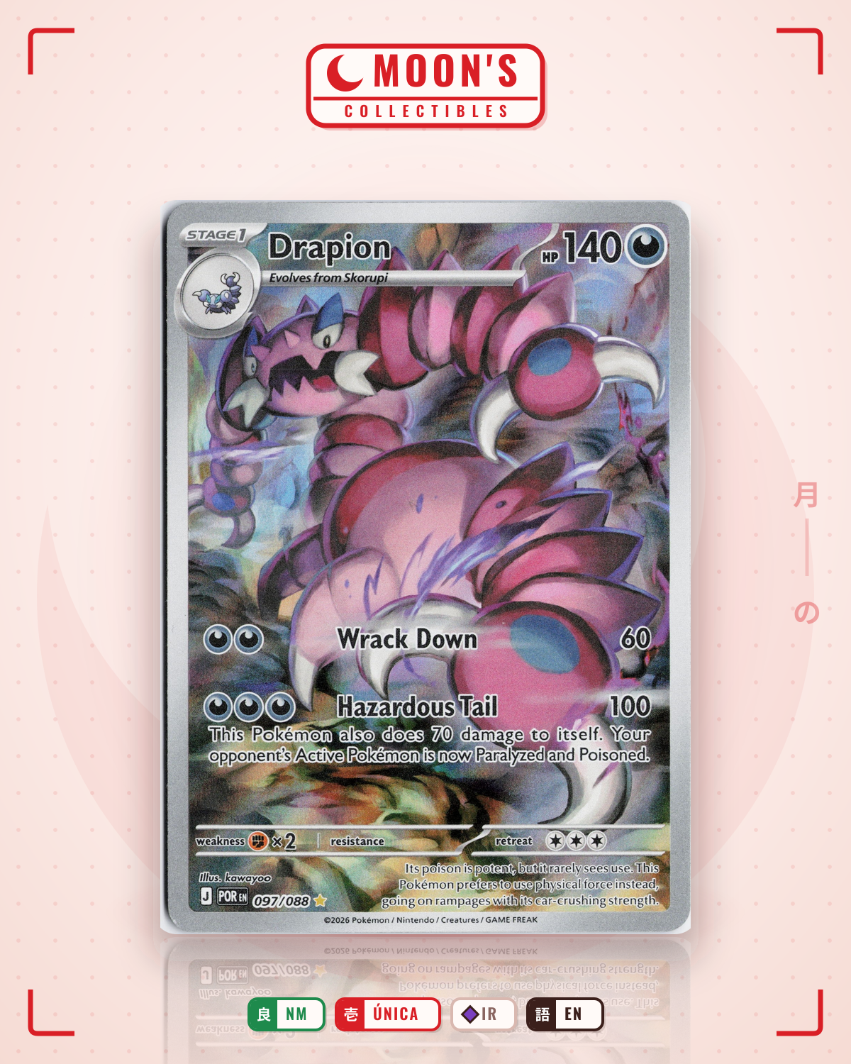 Carta Pokémon Drapion · Perfect Order #097/088 (NM) — pieza única en Moon's Collectibles México