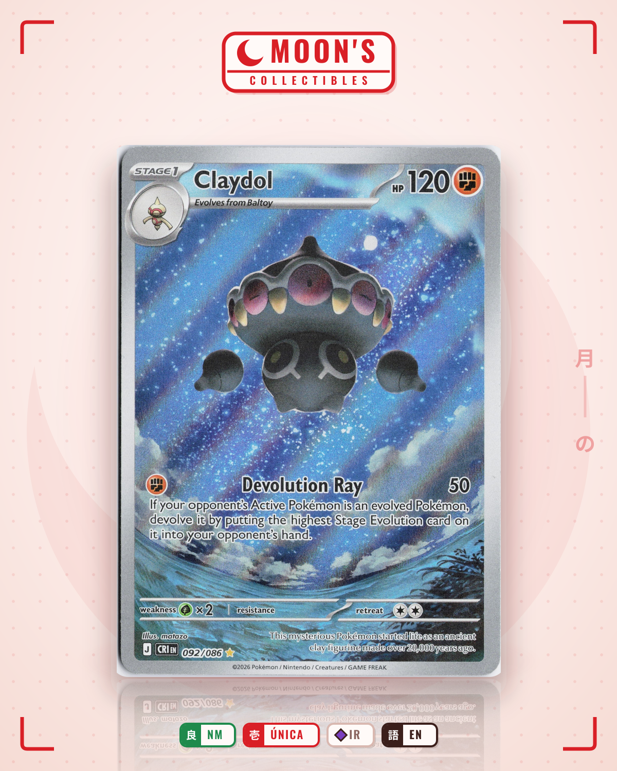 Carta Pokémon Claydol · Chaos Rising #092/086 (NM) — pieza única en Moon's Collectibles México