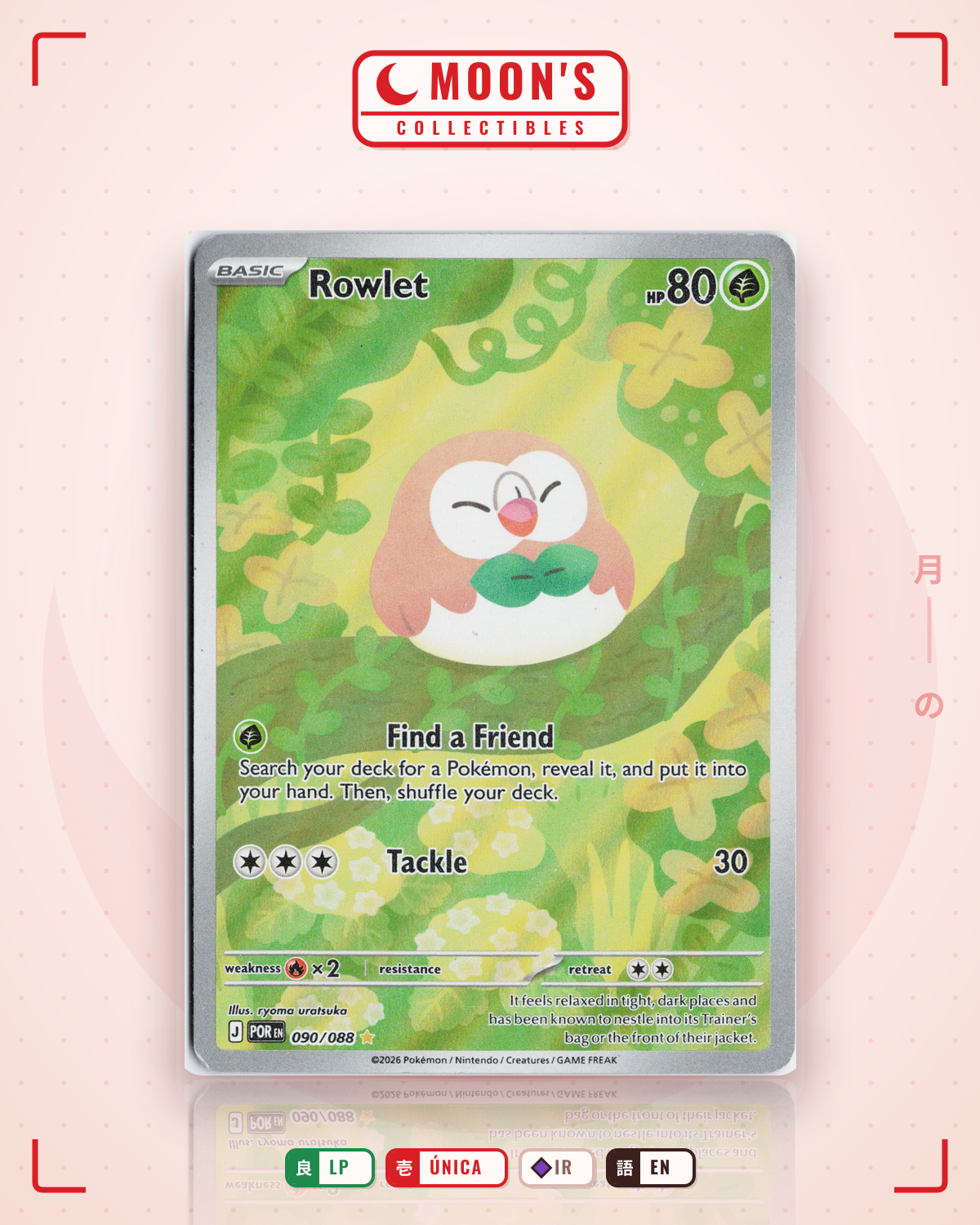 Carta Pokémon Rowlet · Perfect Order #090/088 (LP) — pieza única en Moon's Collectibles México