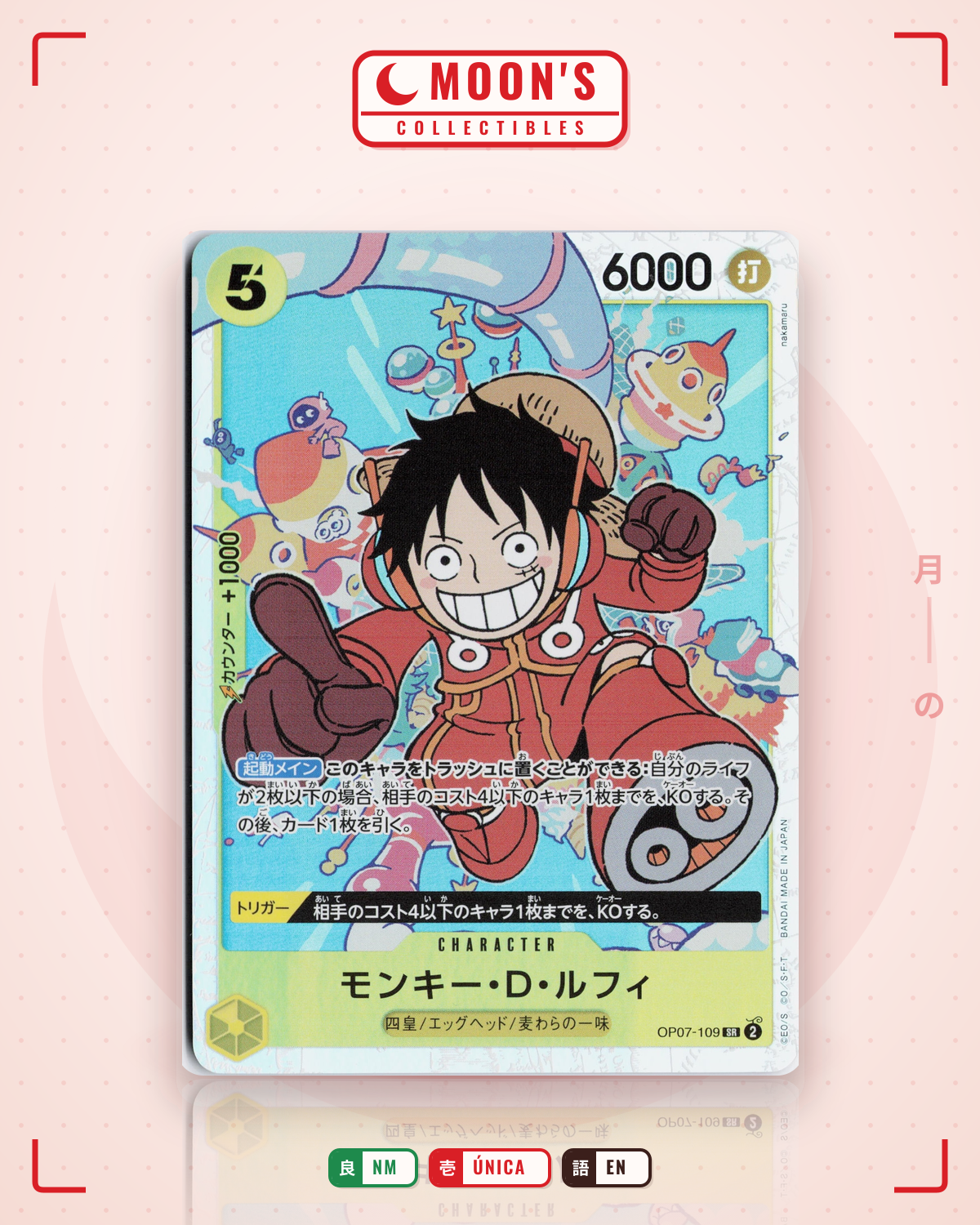 Carta Pokémon Monkey.D.Luffy · 500 Years In The Future #OP07-109 (NM) — pieza única en Moon's Collectibles México