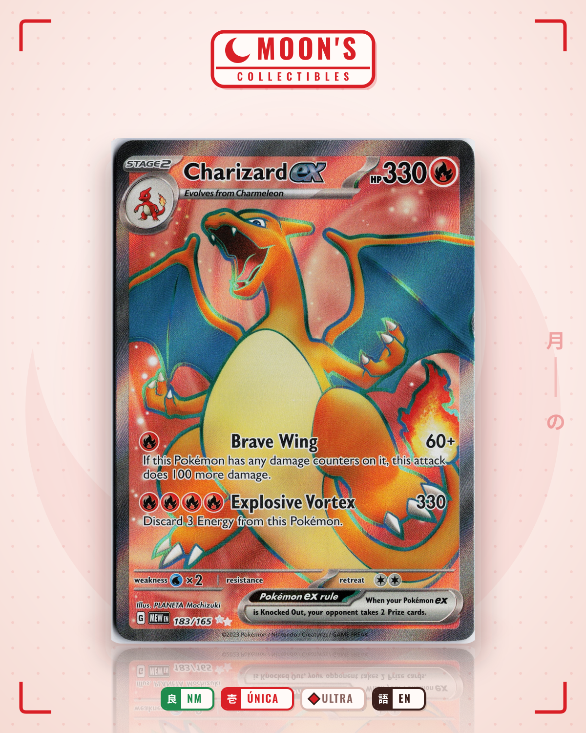 Carta Pokémon Charizard ex · 151 #183/165 (NM) — pieza única en Moon's Collectibles México