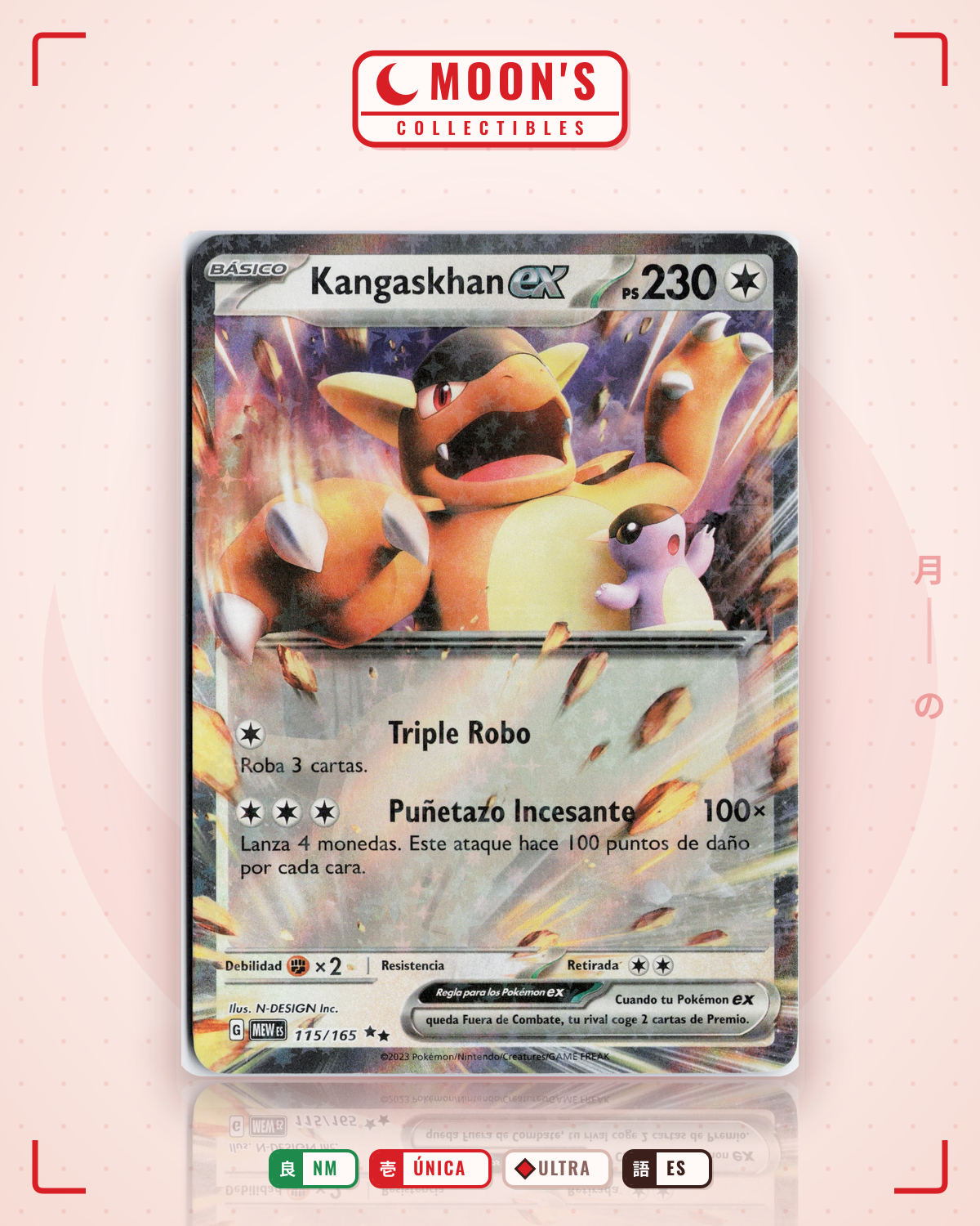 Carta Pokémon Kangaskhan ex · 151 #115/165 (NM) — pieza única en Moon's Collectibles México