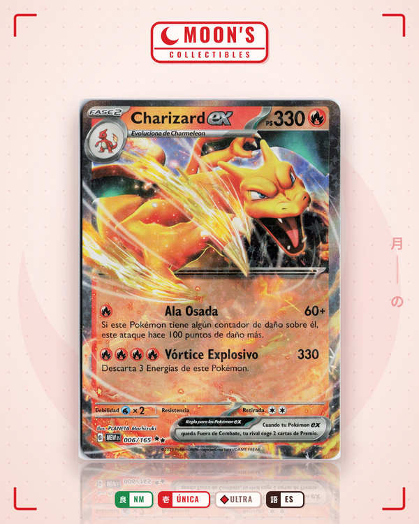 Carta Pokémon Charizard ex · 151 #006/165 (NM) — pieza única en Moon's Collectibles México
