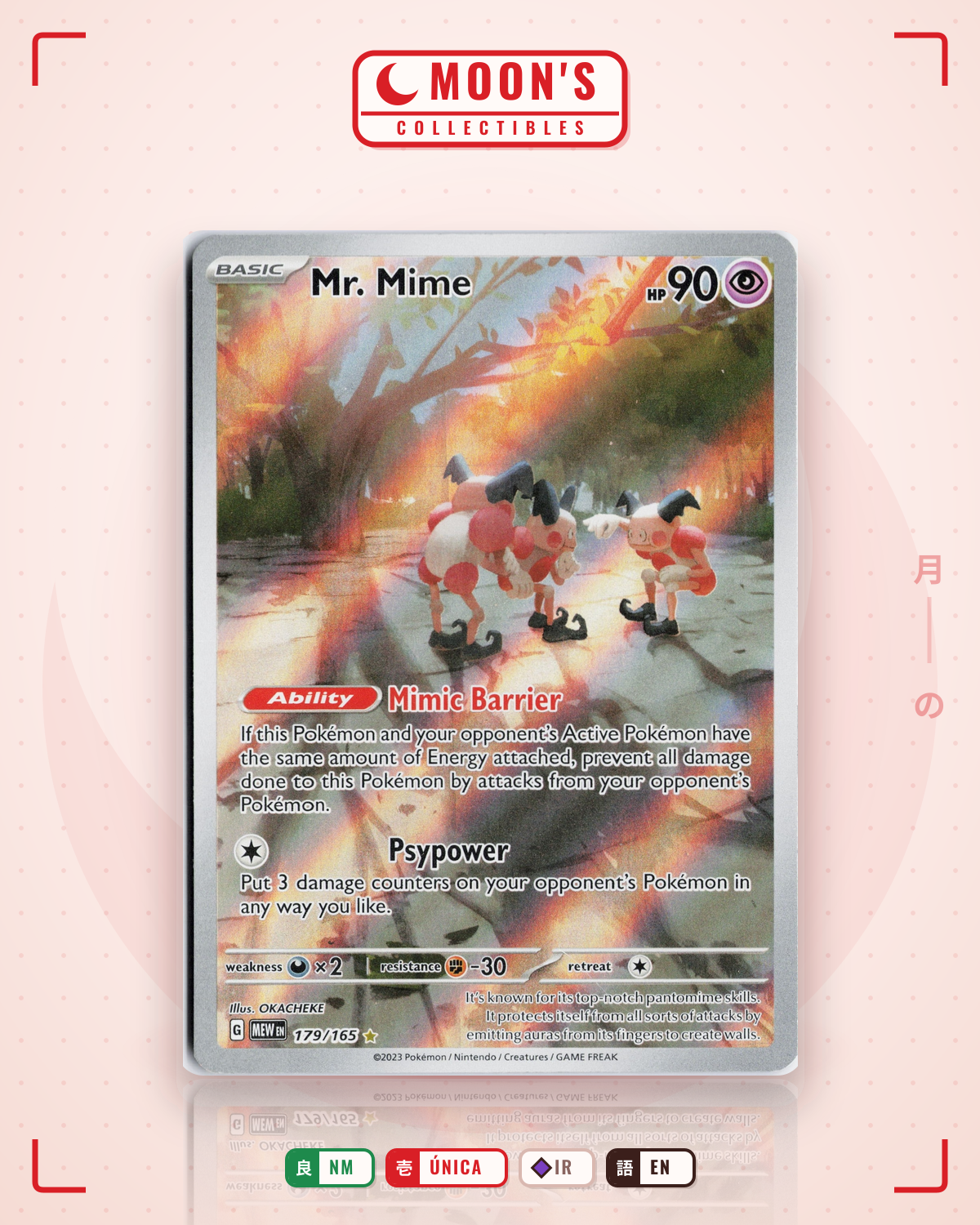 Carta Pokémon Mr. Mime · 151 #179/165 (NM) — pieza única en Moon's Collectibles México
