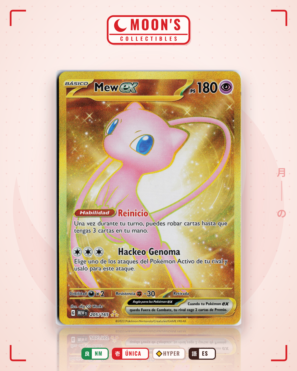 Carta Pokémon Mew ex · 151 #205/165 (NM) — pieza única en Moon's Collectibles México
