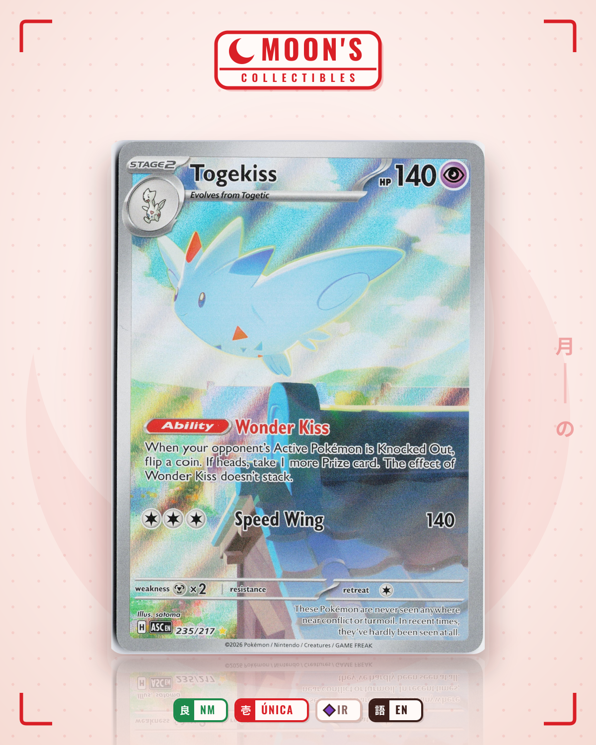 Carta Pokémon Togekiss · Ascended Heroes #235/217 (NM) — pieza única en Moon's Collectibles México