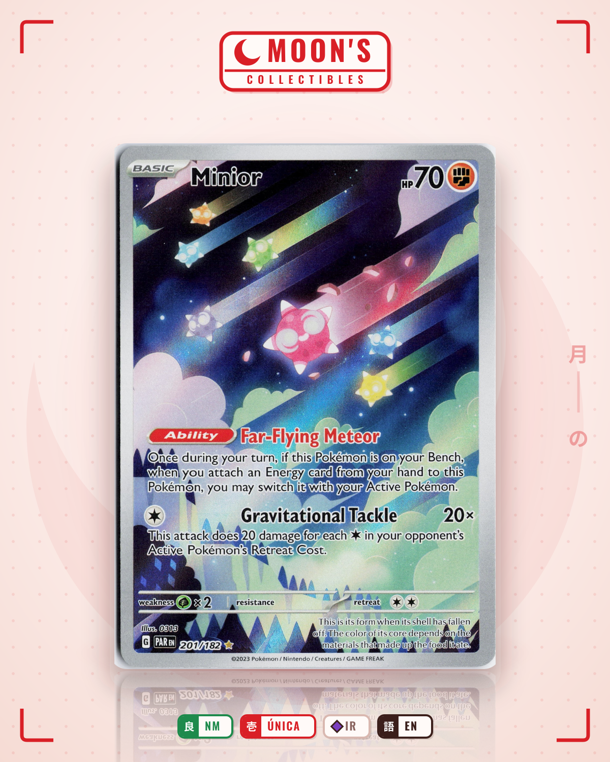 Carta Pokémon Minior · Paradox Rift #201/182 (NM) — pieza única en Moon's Collectibles México