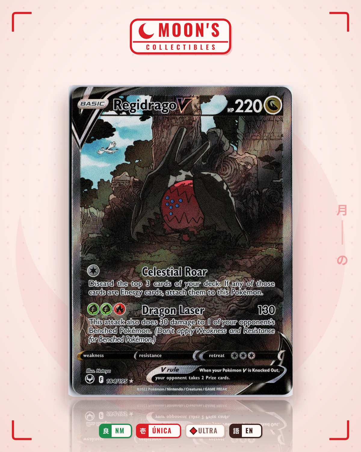 Carta Pokémon Regidrago V · Silver Tempest #184/195 (NM) — pieza única en Moon's Collectibles México