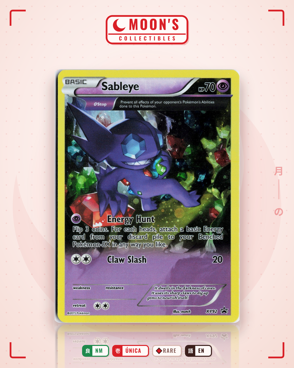 Carta Pokémon Sableye · XY Black Star Promos #XY92 (NM) — pieza única en Moon's Collectibles México