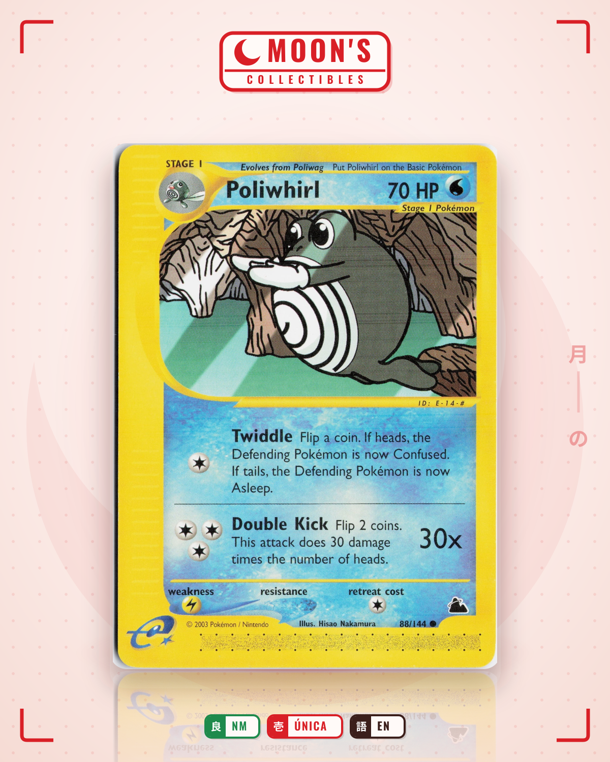 Carta Pokémon Poliwhirl · Skyridge #88/144 (NM) — pieza única en Moon's Collectibles México