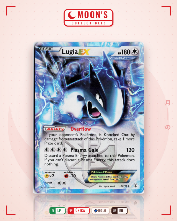 Carta Pokémon Lugia-EX · Plasma Storm #108/135 (LP) — pieza única en Moon's Collectibles México