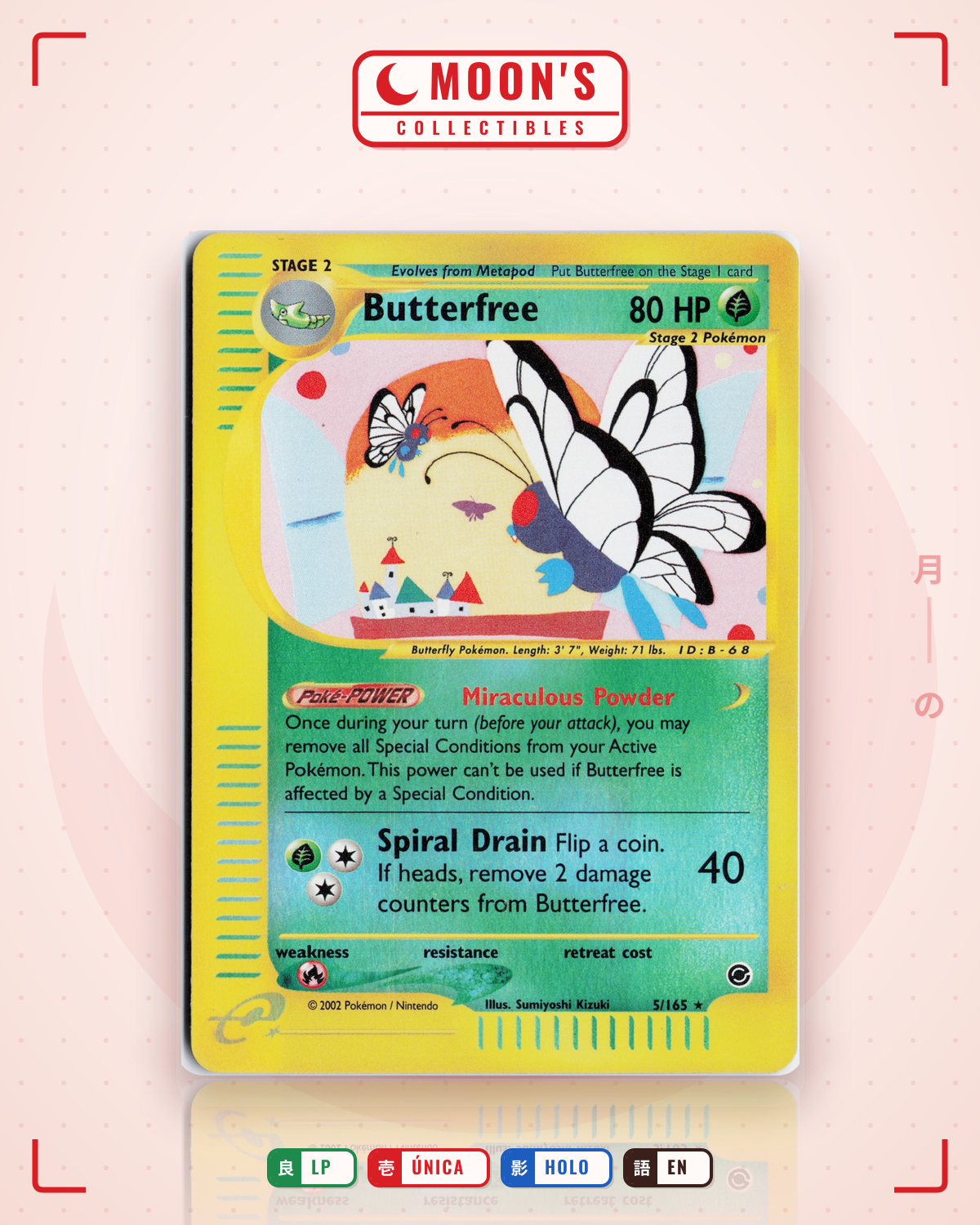 Carta Pokémon Butterfree · Expedition Base Set #5/165 (LP) — pieza única en Moon's Collectibles México