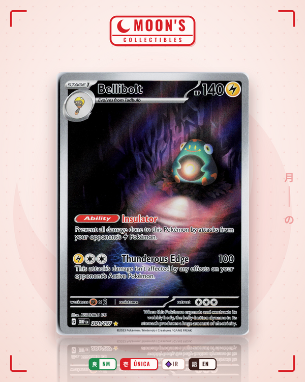 Carta Pokémon Bellibolt · Obsidian Flames #201/197 (NM) — pieza única en Moon's Collectibles México