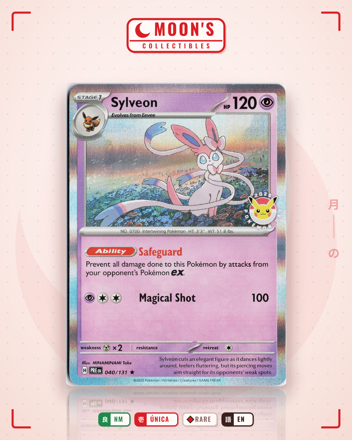 Carta Pokémon Sylveon · Prismatic Evolutions #040/131 (NM) — pieza única en Moon's Collectibles México