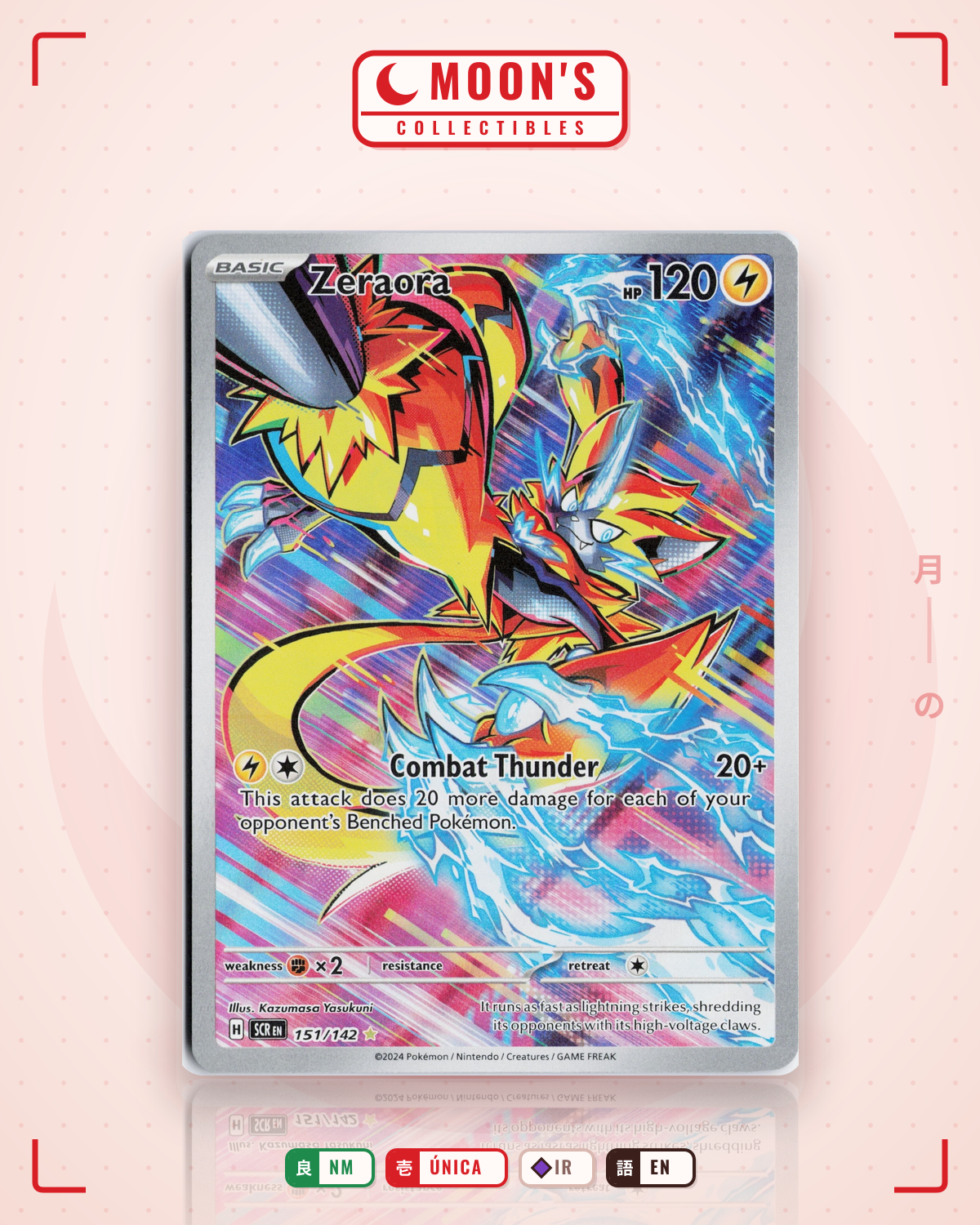 Carta Pokémon Zeraora · Stellar Crown #151/142 (NM) — pieza única en Moon's Collectibles México
