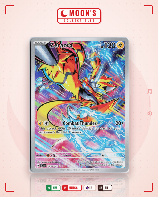 Carta Pokémon Zeraora · Stellar Crown #151/142 (NM) — pieza única en Moon's Collectibles México