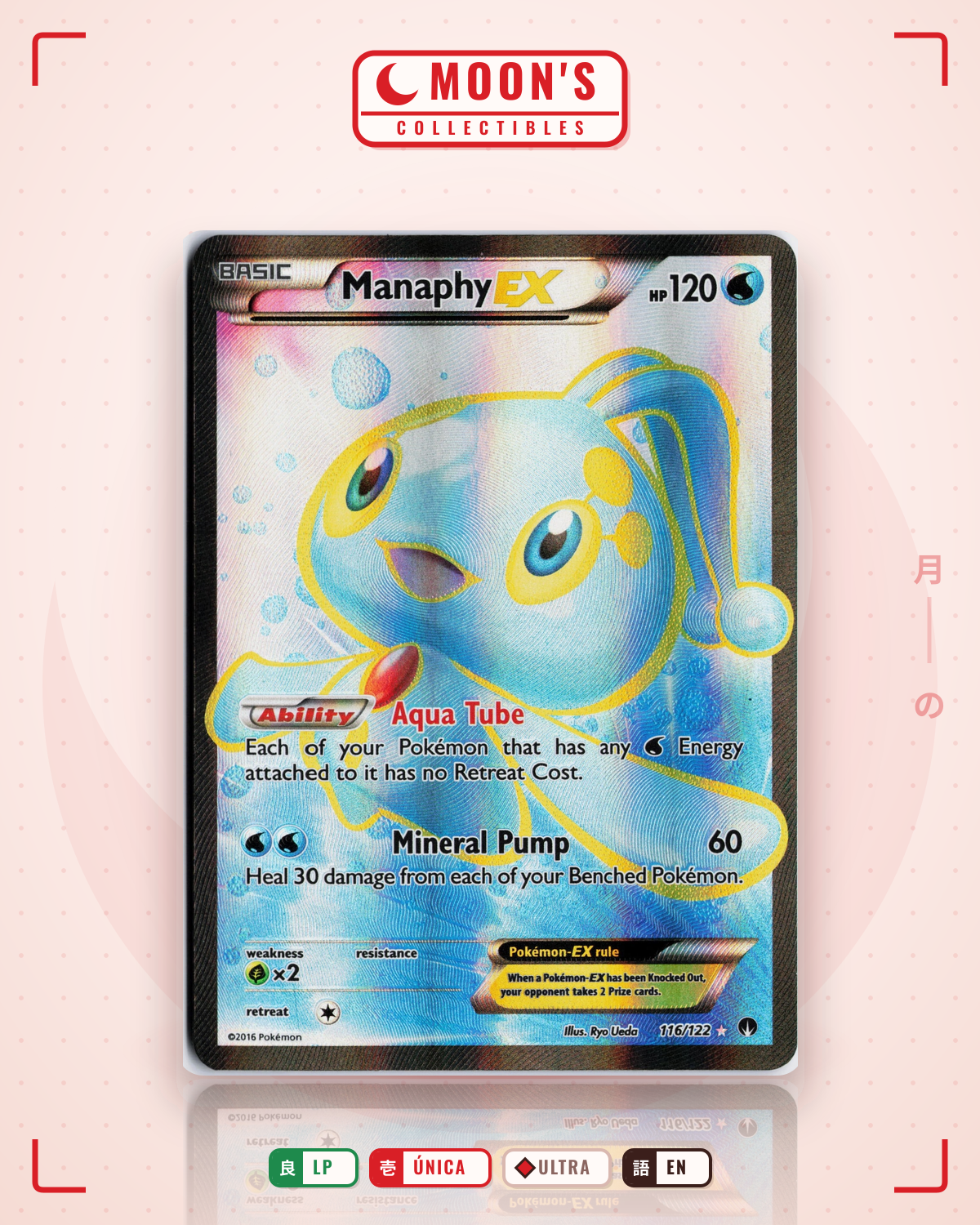 Carta Pokémon Manaphy-EX · BREAKpoint #116/122 (LP) — pieza única en Moon's Collectibles México