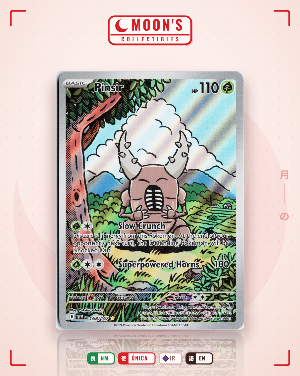 Carta Pokémon Pinsir · Twilight Masquerade #168/167 (NM) — pieza única en Moon's Collectibles México