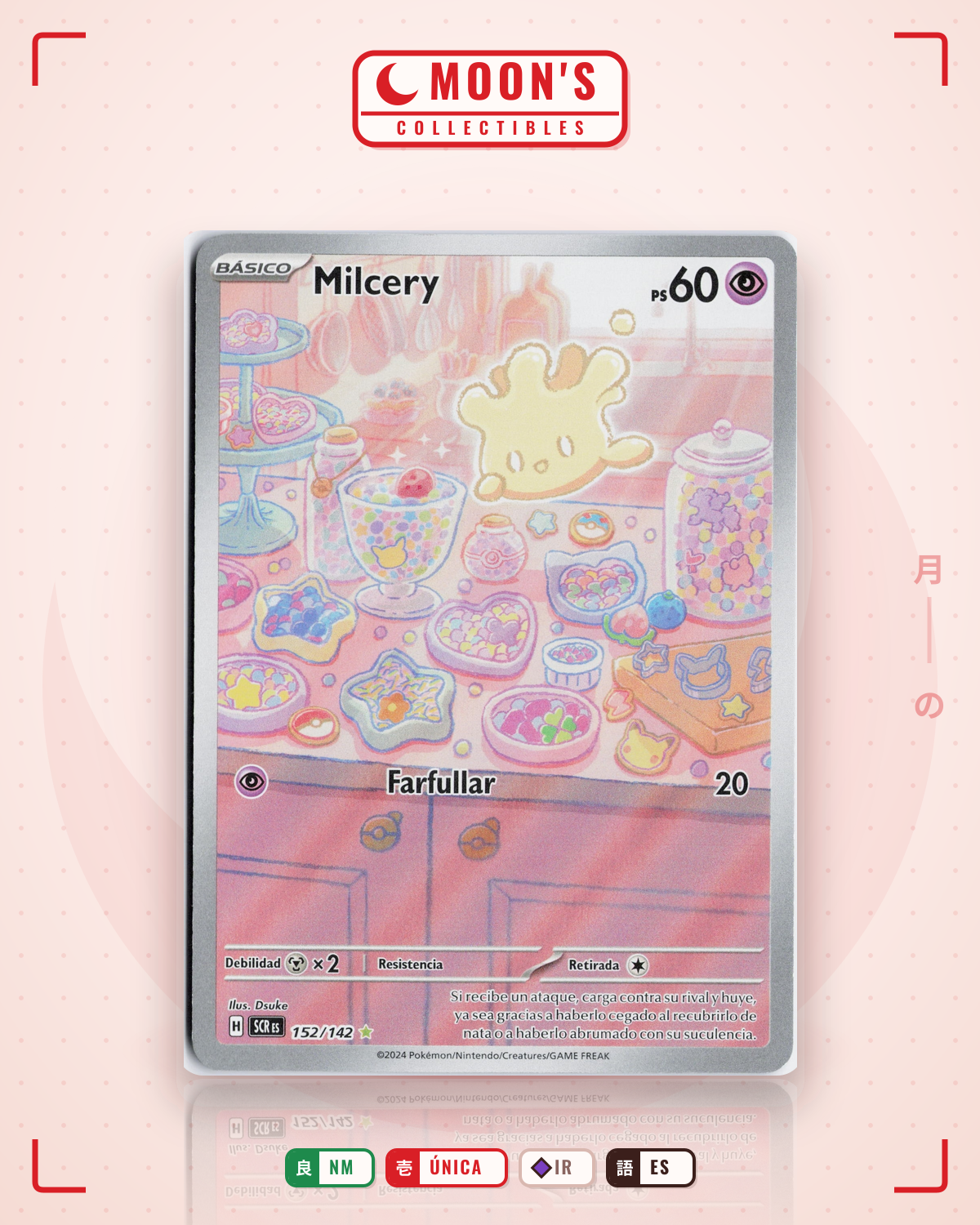 Carta Pokémon Milcery · Stellar Crown #152/142 (NM) — pieza única en Moon's Collectibles México