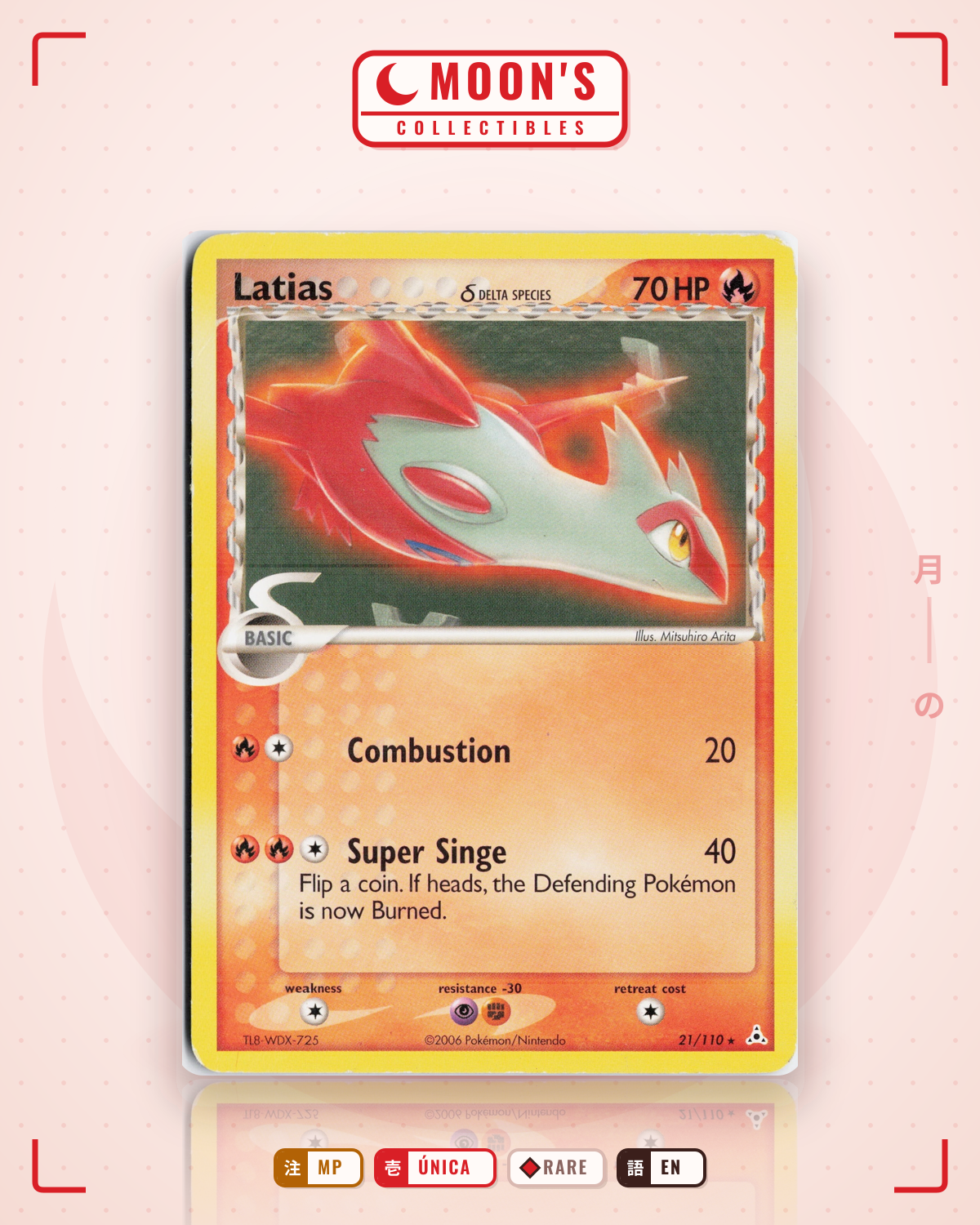 Carta Pokémon Latias δ · Holon Phantoms #21/110 (MP) — pieza única en Moon's Collectibles México