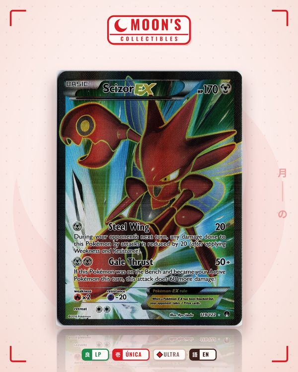Carta Pokémon Scizor-EX · BREAKpoint #119/122 (LP) — pieza única en Moon's Collectibles México