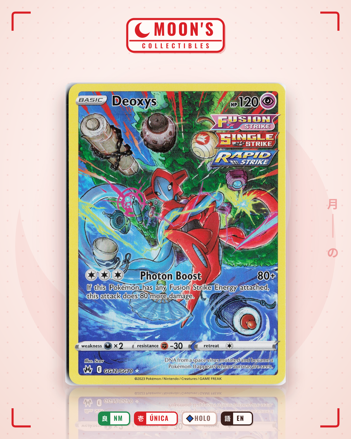Carta Pokémon Deoxys · Crown Zenith Galarian Gallery #GG12/GG70 (NM) — pieza única en Moon's Collectibles México