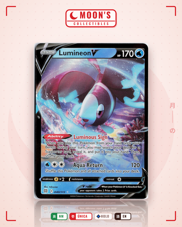Carta Pokémon Lumineon V · Brilliant Stars #040/172 (NM) — pieza única en Moon's Collectibles México