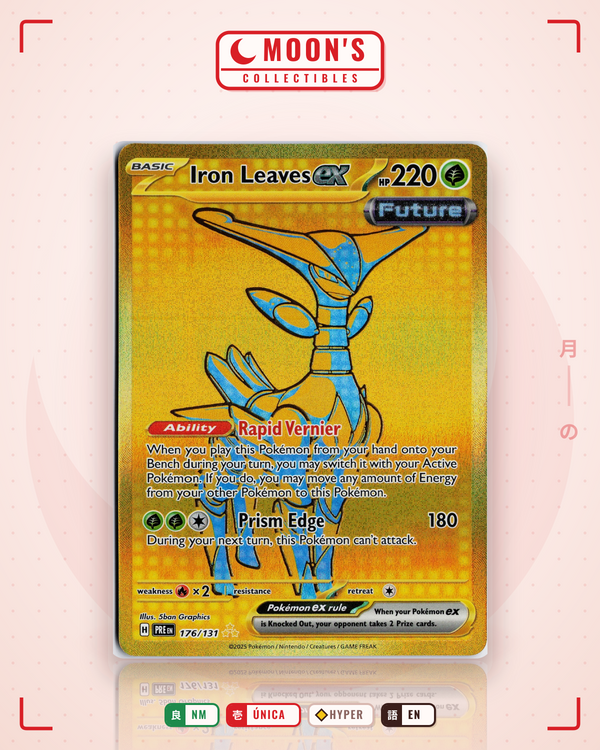 Carta Pokémon Iron Leaves ex · Prismatic Evolutions #176/131 (NM) — pieza única en Moon's Collectibles México