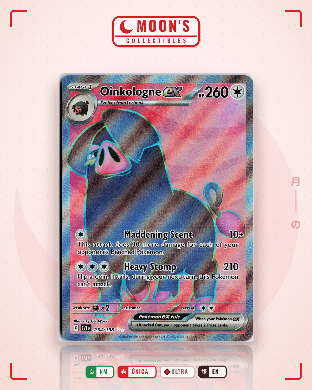 Carta Pokémon Oinkologne ex · Scarlet & Violet #234/198 (NM) — pieza única en Moon's Collectibles México