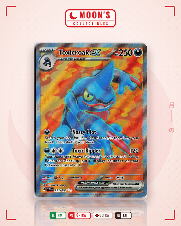 Carta Pokémon Toxicroak ex · Scarlet & Violet #232/198 (NM) — pieza única en Moon's Collectibles México