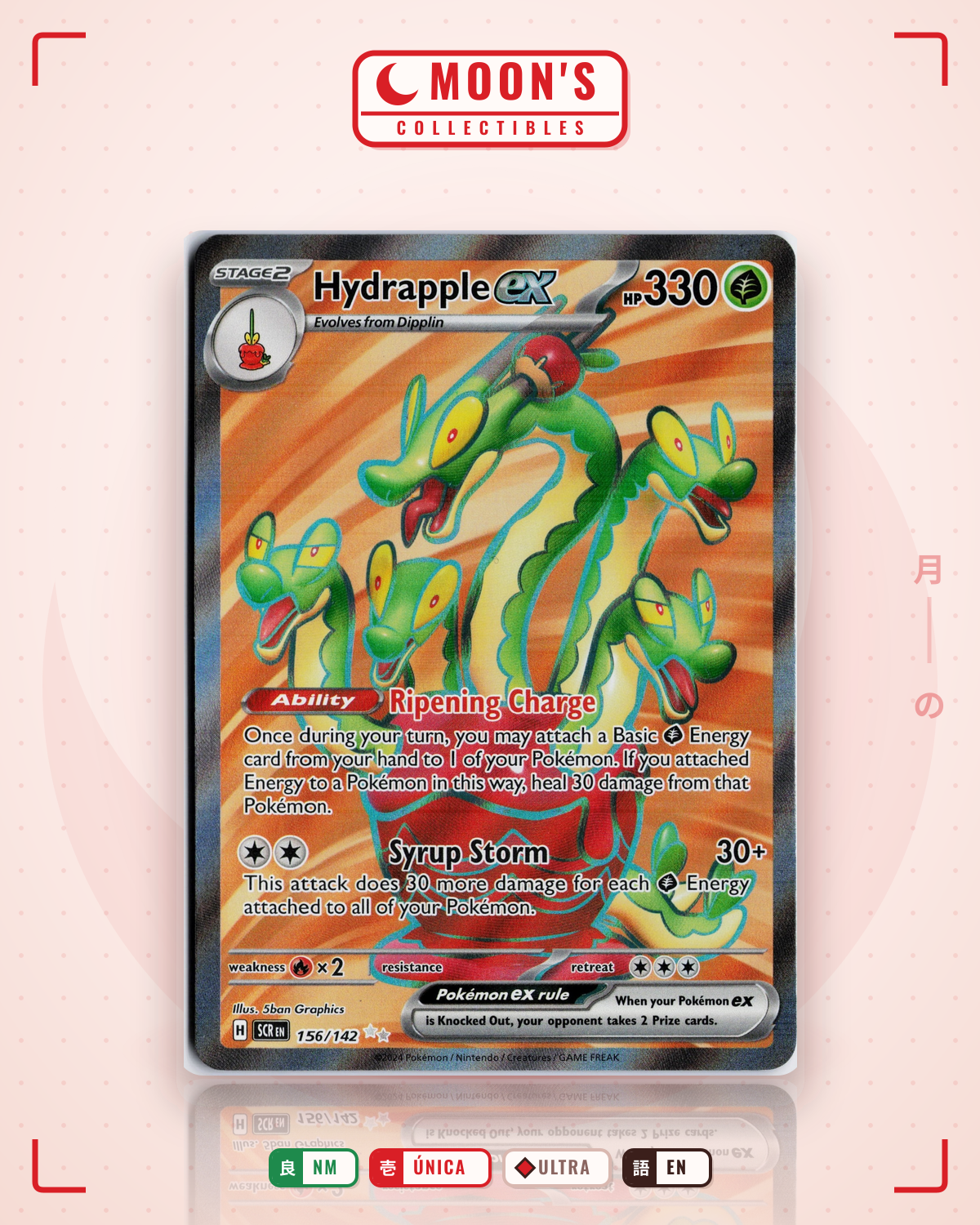 Carta Pokémon Hydrapple ex · Stellar Crown #156/142 (NM) — pieza única en Moon's Collectibles México