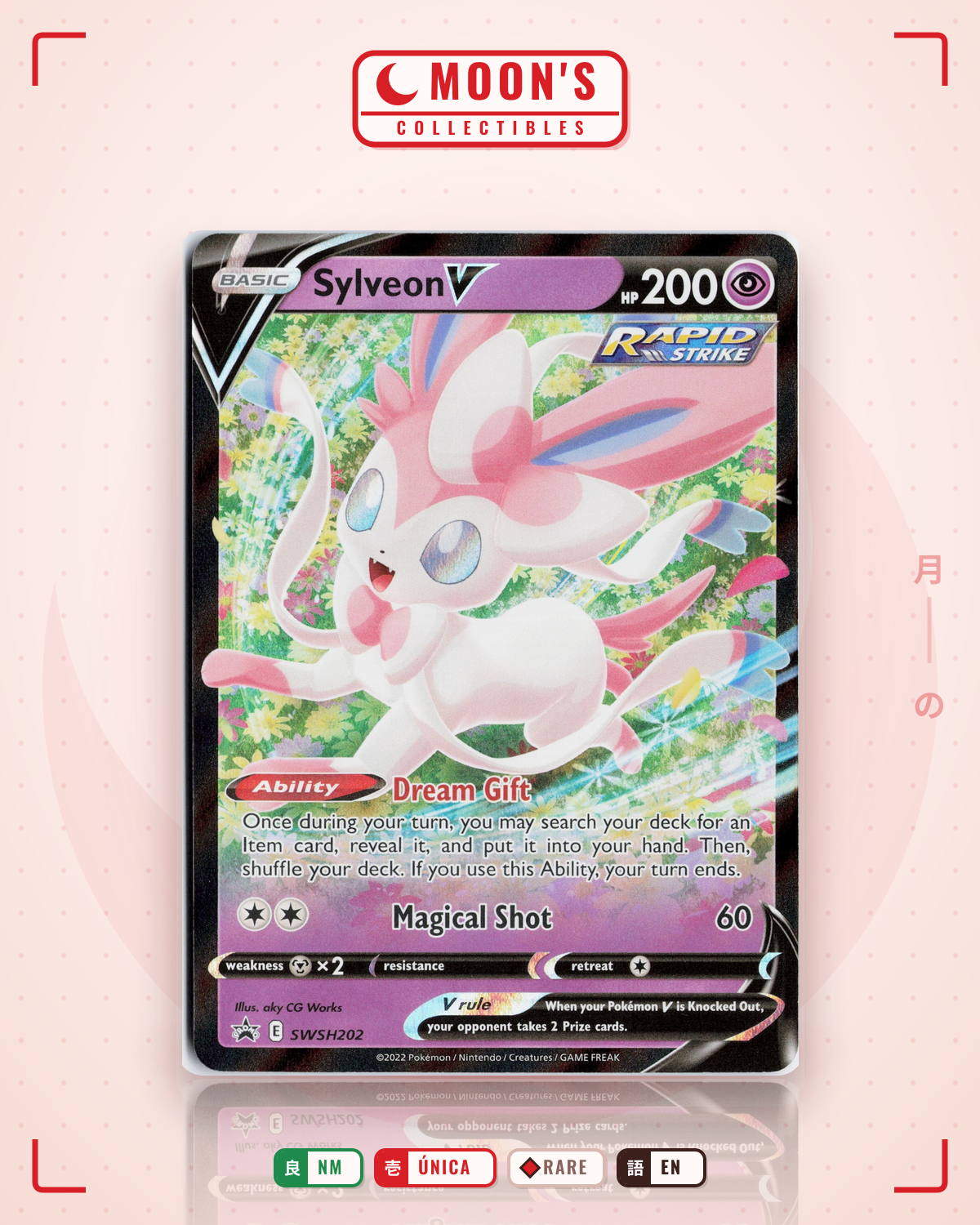 Carta Pokémon Sylveon V · SWSH Black Star Promos #SWSH202 (NM) — pieza única en Moon's Collectibles México