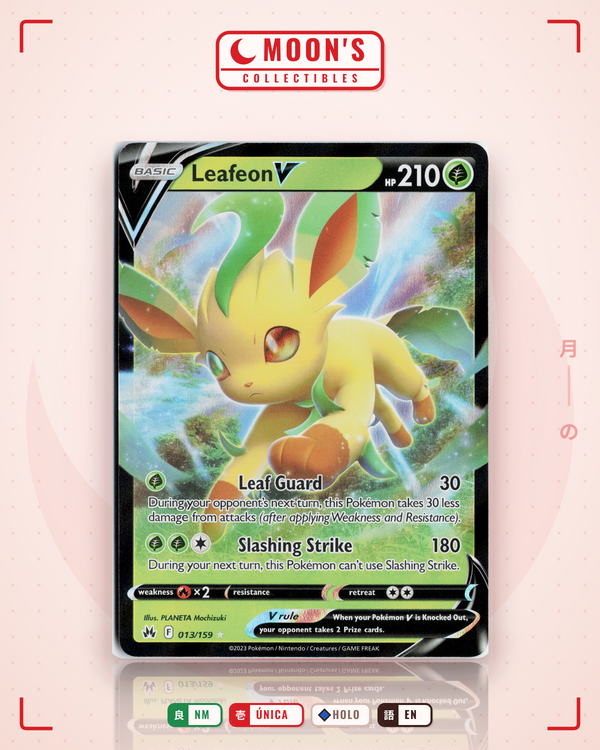 Carta Pokémon Leafeon V · Crown Zenith #013/159 (NM) — pieza única en Moon's Collectibles México