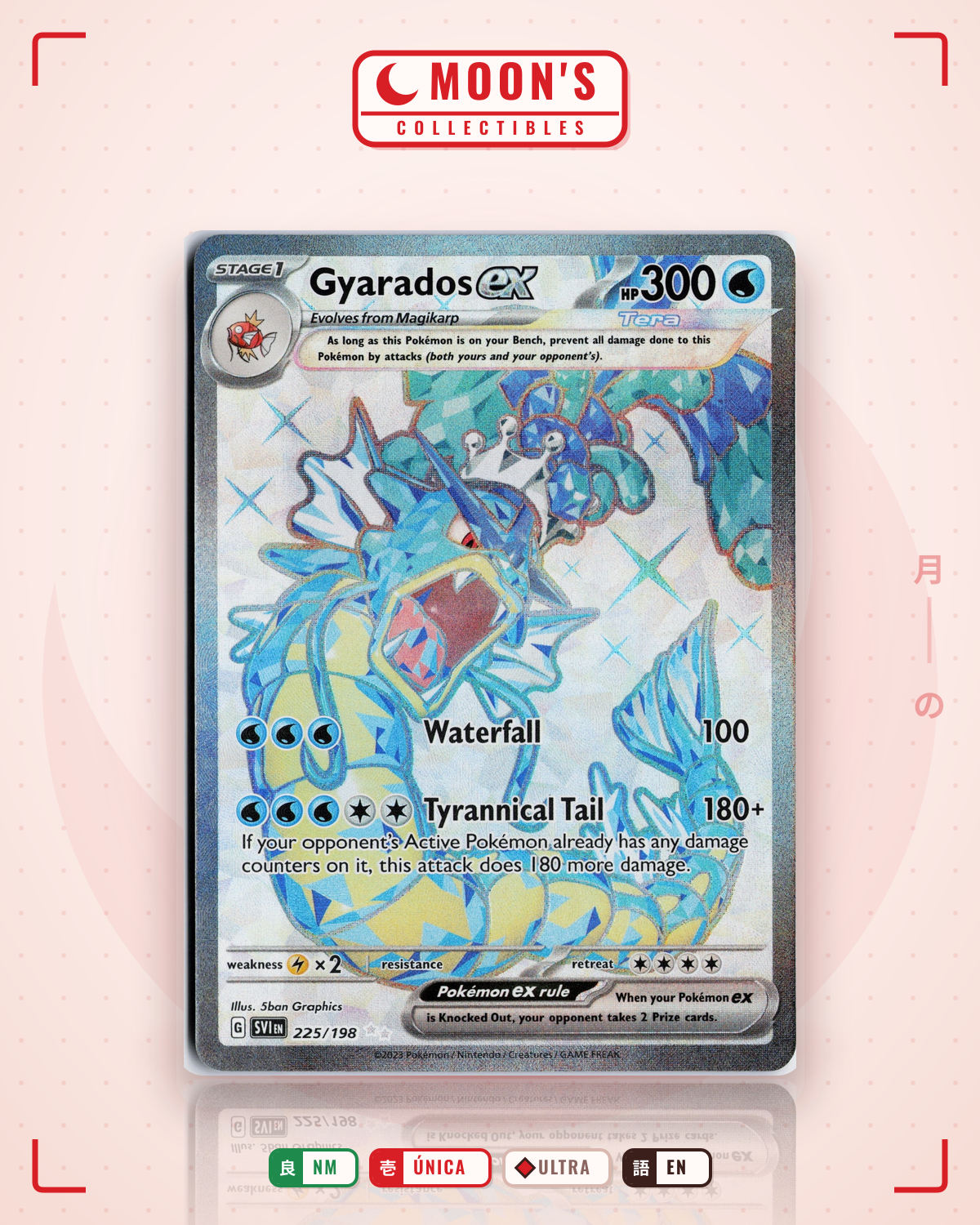 Carta Pokémon Gyarados ex · Scarlet & Violet #225/198 (NM) — pieza única en Moon's Collectibles México
