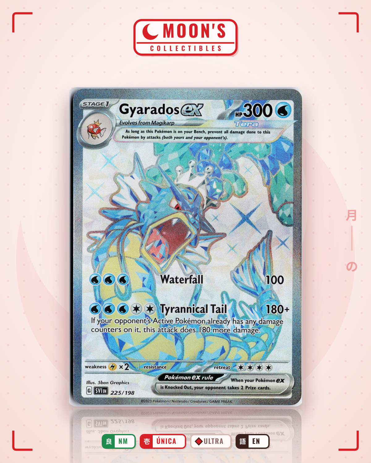 Carta Pokémon Gyarados ex · Scarlet & Violet #225/198 (NM) — pieza única en Moon's Collectibles México