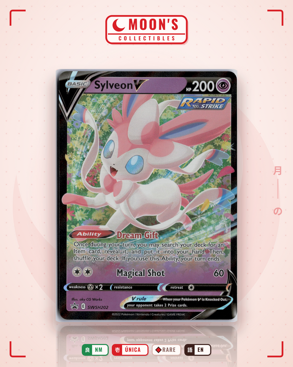 Carta Pokémon Sylveon V · SWSH Black Star Promos #SWSH202 (NM) — pieza única en Moon's Collectibles México